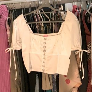 Dolls Kill Sugar Thrillz Sz XL White Crop Top👠🛼🎀💕❣️♥️👖